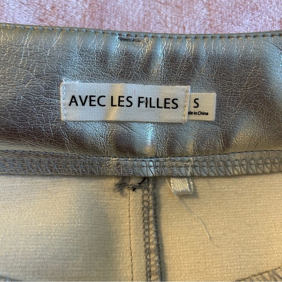 Avec Les Filles metallic silver midi skirt with slit in back size S polyurethane - Picture 5 of 10